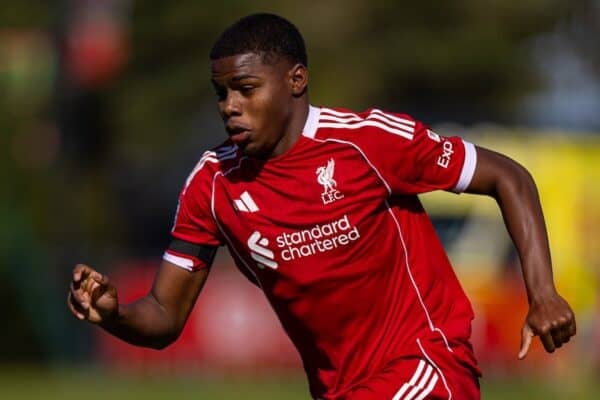 KIRKBY, ENGLAND - Sunday, September 21, 2025: Liverpool's Keyrol Figueroa during the Premier League 2 match between Liverpool FC Under-21's and Manchester United FC Under-21's at the Liverpool Academy. (Photo by David Rawcliffe/Propaganda)