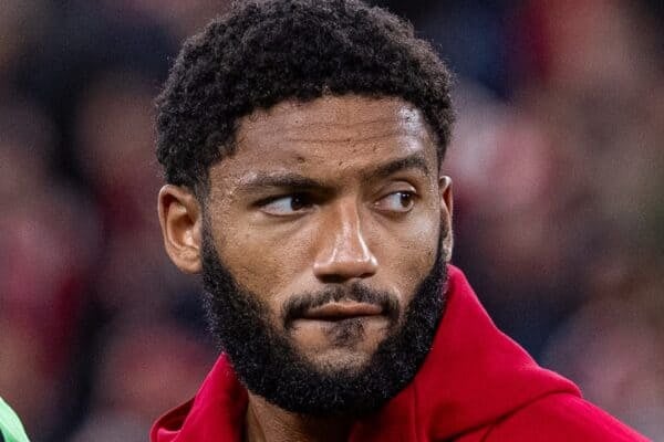 LIVERPOOL, ENGLAND - Tuesday, September 23, 2025: Liverpool's Joe Gomez lines-up before the Football League Cup 3rd Round match between Liverpool FC and Southampton FC at Anfield. Liverpool won 2-1. (Photo by David Rawcliffe/Propaganda)