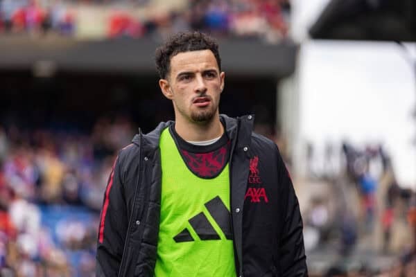 LONDON, ENGLAND - Saturday, September 27, 2025: Liverpool's substitute Curtis Jones before the FA Premier League match between Crystal Palace FC and Liverpool FC at Selhurst Park. Crystal Palace won 2-1. (Photo by David Rawcliffe/Propaganda)