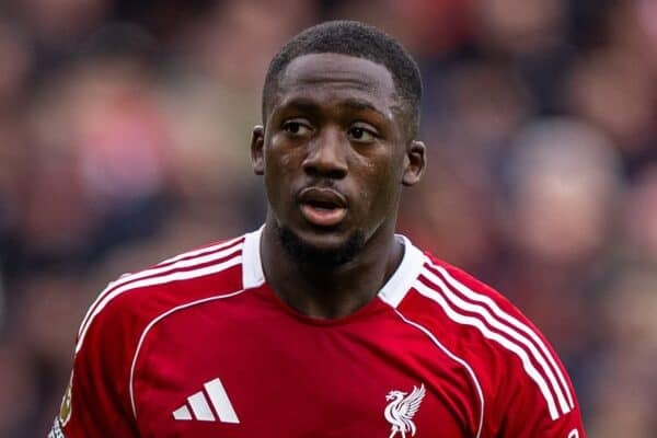 LIVERPOOL, ENGLAND - Sunday, October 19, 2025: Liverpool's Ibrahima Konaté during the FA Premier League match between Liverpool FC and Manchester United FC at Anfield. Man Utd won 2-1. (Photo by David Rawcliffe/Propaganda)