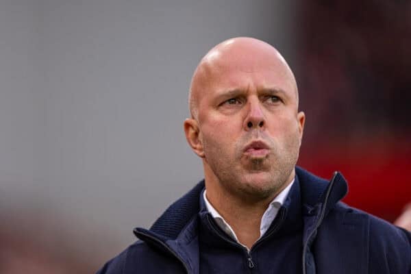 LIVERPOOL, ENGLAND - Saturday, November 22, 2025: Liverpool's head coach Arne Slot before the FA Premier League match between Liverpool FC and Nottingham Forest FC at Anfield. Forest won 3-0. (Photo by David Rawcliffe/Propaganda)