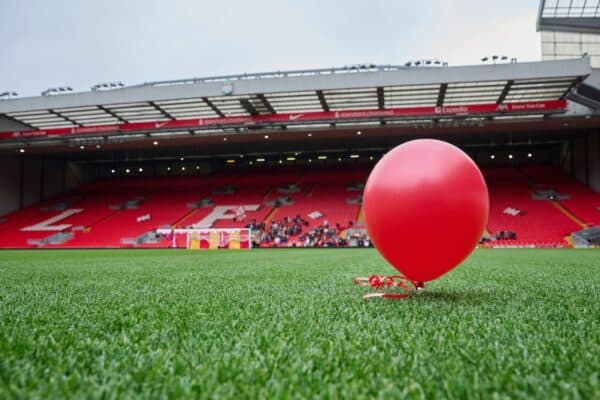 97 balloons released at Anfield to commemorate the 36th Anniversary of the Hillsborough Disaster on April 15, 2025 in Liverpool, England. (Photo by Liverpool FC - Handout/Liverpool FC via Getty Images)