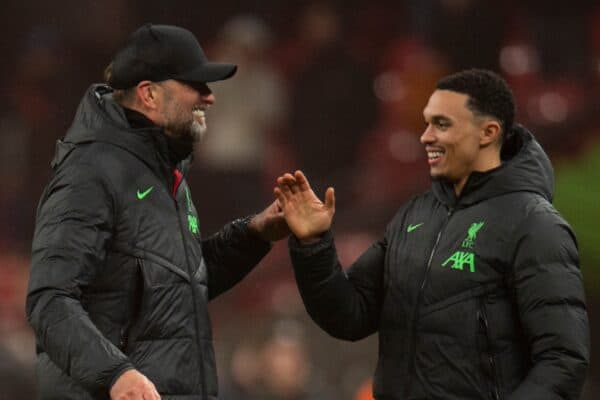 LONDON, ENGLAND - Sunday, February 25, 2024: Jurgen Klopp manager of Liverpool celebrates after the Football League Cup Final match between Chelsea FC and Liverpool FC at Wembley Stadium. (Photo by Peter Powell/Propaganda)