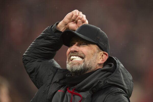 LONDON, ENGLAND - Sunday, February 25, 2024: Jurgen Klopp manager of Liverpool celebrates after Liverpool win the cup after the Football League Cup Final match between Chelsea FC and Liverpool FC at Wembley Stadium. (Photo by Peter Powell/Propaganda)