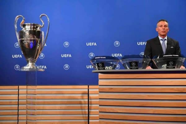 NYON, SWITZERLAND - JUNE 19: UEFA Head of Club Competitions Michael Heselschwerdt during the UEFA Champions League 2018/19 Second Qualifying Round draw at the UEFA headquarters, The House of European Football on June 19, 2018 in Nyon, Switzerland. (Photo by Harold Cunningham - UEFA/UEFA via Getty Images)