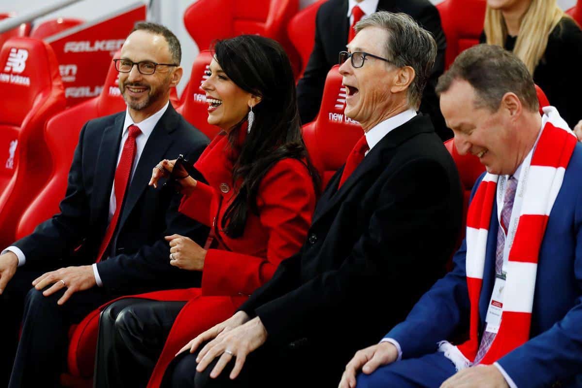 2CMJXWK Premier League - Liverpool v Huddersfield Town - Anfield, Liverpool, Britain - April 26, 2019 Liverpool owner John W. Henry with wife Linda Pizzuti Henry before the match Action Images via Reuters/Jason Cairnduff EDITORIAL USE ONLY. No use with unauthorized audio, video, data, fixture lists, club/league logos or live services. Online in-match use limited to 75 images, no video emulation. No use in betting, games or single club/league/player publications. Please contact your account representative for further details.