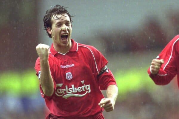 Liverpool's Robbie Fowler celebrates after scoring vs. Wycombe - FA Cup Semi Final, 2001 (Image: Action Images / Spencer Day)