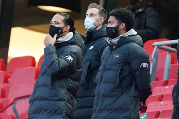 Injured players, Van Dijk, Henderson, Gomez (Image: Darren Staples / Sportimage)