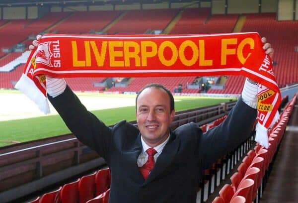 Liverpool's Rafael Benitez, unveiled as manager, 2004 (PA media / Alamy)