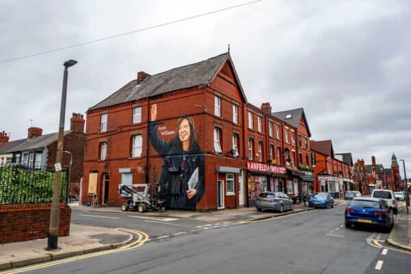 Mural of Anne Williams, the mother of Hillsborough victim Kevin Williams, on a building in the Anfield area of Liverpool. (Image: Peter Byrne / Alamy)