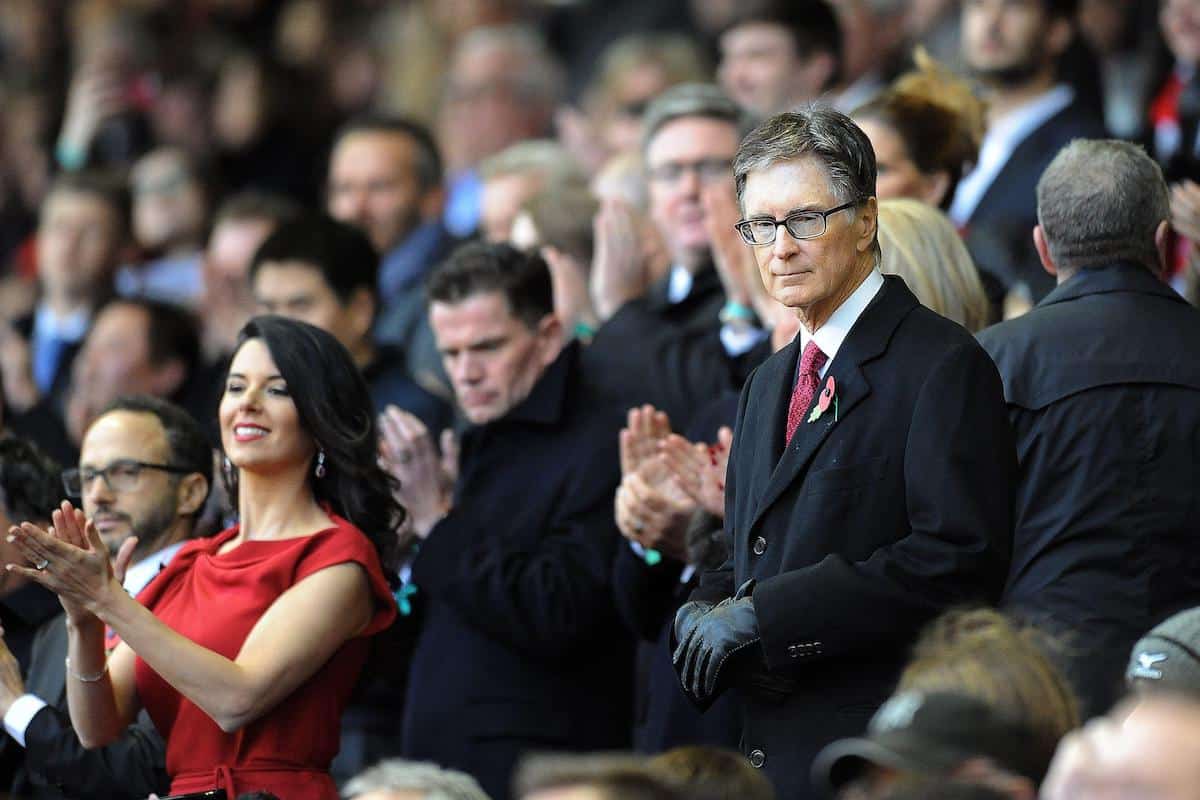 2GH9K8F Image #: 40485016 Oct. 25, 2015 - Liverpool, United Kingdom - Liverpool owner John W Henry with his wife Linda Pizzuti.- Barclays Premier League - Liverpool vs Southampton - Anfield Stadium - Liverpool - England - 25th October 2015.