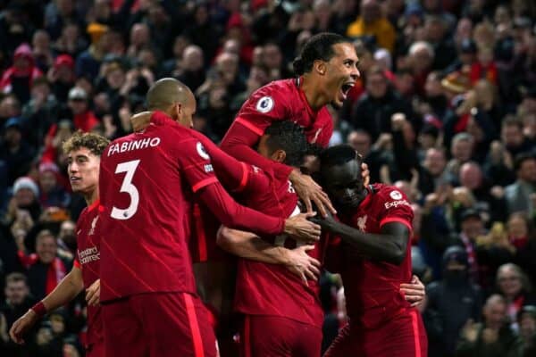 Virgil van Dijk, team celebration, Arsenal (Image: Peter Byrne, Alamy)