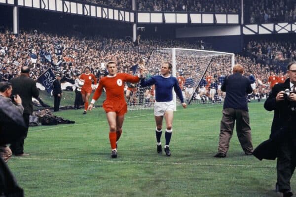 Roger Hunt World Cup trophy Goodison Park Everton FA Cup August 13 1966 (Trinity Mirror / Mirrorpix / Alamy Stock Photo)