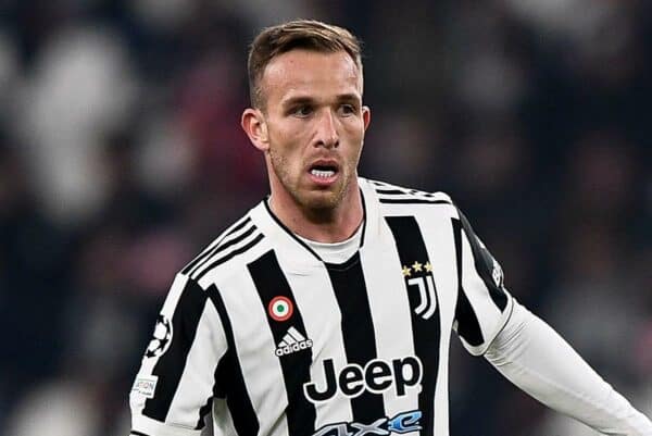 2J08J50 Turin, Italy. 16 March 2022. Arthur Melo of Juventus FC in action during the UEFA Champions League round of sixteen second leg football match between Juventus FC and Villarreal CF. Credit: Nicolo Campo/Alamy Live News