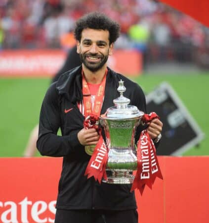 FA Cup Final - Wembley Stadium Mohamed Salah celebrates winning the FA Cup (Image: Mark Pain/Alamy Live News)