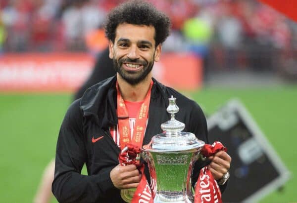 FA Cup Final - Wembley Stadium Mohamed Salah celebrates winning the FA Cup (Image: Mark Pain/Alamy Live News)