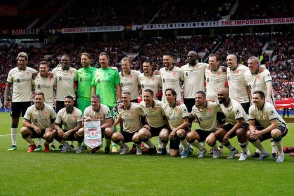 2J9874W Liverpool FC Legends team ahead of the Legends match at Old Trafford, Manchester. Picture date: Saturday May 21, 2022.