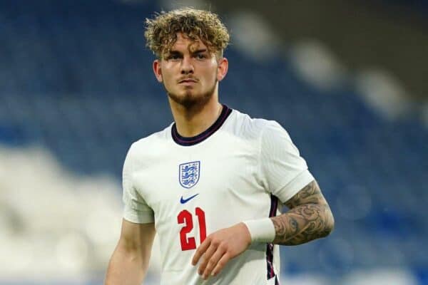 2JCJ433 Harvey Elliott din Anglia în timpul meciului de calificare pentru Campionatul European UEFA Under-21 de pe stadionul John Smith, Huddersfield.  Data fotografiei: luni, 13 iunie 2022.