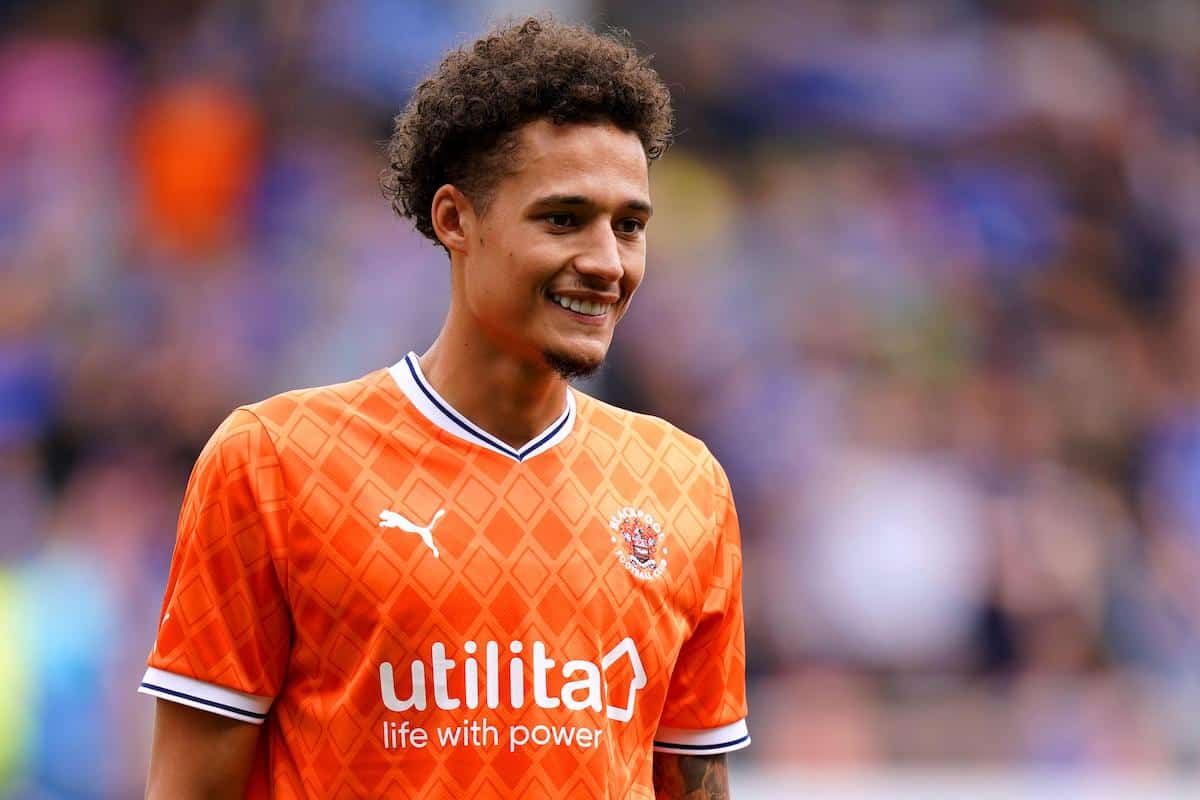 2JJCXF3 Blackpool's Rhys Williams during a pre-season friendly match at Bloomfield Road, Blackpool. Picture date: Sunday July 24, 2022.