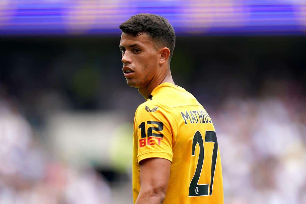 2JPW3P8 Wolverhampton Wanderers' Matheus Nunes during the Premier League match at the Tottenham Hotspur Stadium, London. Picture date: Saturday August 20, 2022.