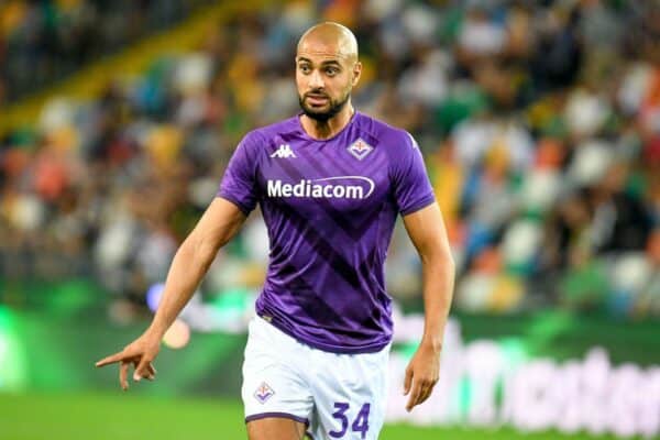 2JTWNDD August 31, 2022, Udine, Italy: Udine, Italy, Friuli - Dacia Arena stadium, August 31, 2022, Fiorentina's Sofyan Amrabat portrait during Udinese Calcio vs ACF Fiorentina - italian soccer Serie A match. (Credit Image: © Ettore Griffoni/LPS via ZUMA Press Wire)