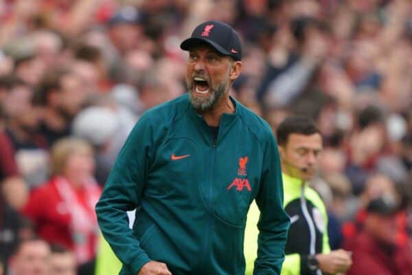 Jurgen Klopp celebrates their side's first goal of the game, scored by Roberto Firmino vs Brighton (PA Images / Alamy Stock Photo)