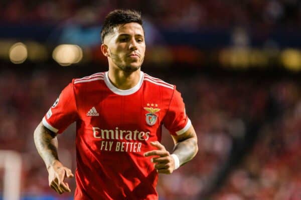 2K93RMD Lisbon, Portugal. 25th Oct, 2022. Enzo Fernandez of SL Benfica seen in action during the UEFA Champions League group H football match between SL Benfica and Juventus FC at the Luz stadium. (Credit Image: © Henrique Casinhas/SOPA Images via ZUMA Press Wire)