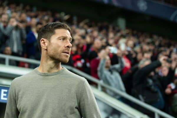 2KA9M23 Leverkusen, Germany. 01st Nov, 2022. Soccer: Champions League, Bayer Leverkusen - FC Brugge, Group Stage, Group B, Matchday 6, BayArena. Leverkusen coach Xabi Alonso looks ahead to the match. Credit: Marius Becker/dpa/Alamy Live News