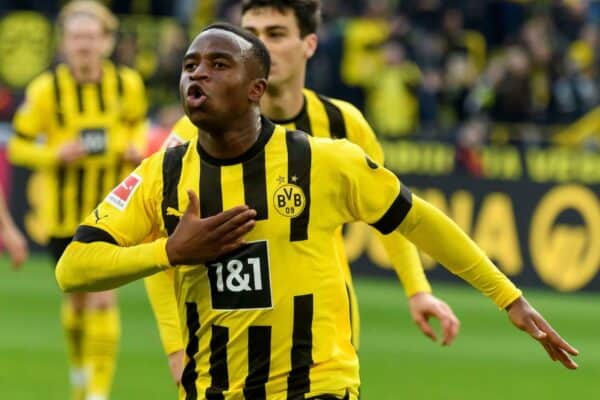 2KDK41C goalschuetze Youssoufa MOUKOKO (DO) rejoices over his goal to 1:0 for Borussia Dortmund BO) 3: 0, on November 5th, 2022 in Dortmund/ Germany.