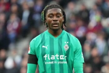 Berlin, Germany. 12th Feb, 2023. Soccer: Bundesliga, Hertha BSC – Borussia Monchengladbach, Matchday 20, Olympiastadion, Gladbach’s Manu Kone. Credit: Soeren Stache/dpa – IMPORTANT NOTE: In accordance with the requirements of the DFL Deutsche FuBball Liga