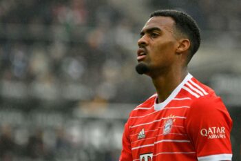 Borussia Park Moenchengladbach Germany 18.2.2023, Football: Bundesliga Season 2022/23 matchday 21, Borussia Moenchengladbach (BMG, white) vs FC Bayern Muenchen (FCB, red) – Ryan Gravenberch (FCB)
