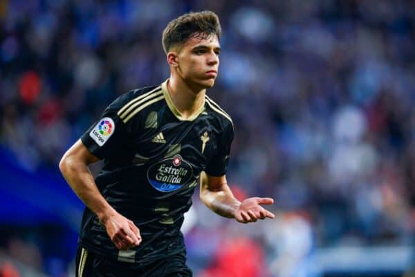 2PG38KT Gabri Veiga of RC Celta celebrates his goal during the La Liga match between RCD Espanyol and RC Celta de Vigo played at RCDE Stadium on March 18 in Barcelona, Spain. (Photo by / Sergio Ruiz / PRESSIN)