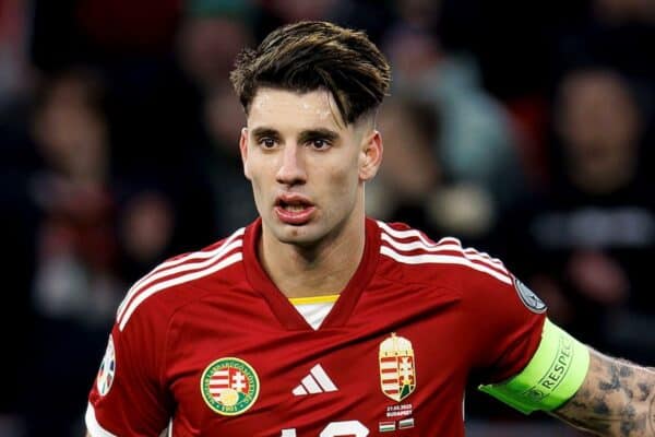 2PHGGY2 BUDAPEST, HUNGARY - MARCH 27: Dominik Szoboszlai of Hungary reacts during the UEFA EURO 2024 qualifying round group B match between Hungary and Bulgaria at Puskas Arena on March 27, 2023 in Budapest, Hungary.