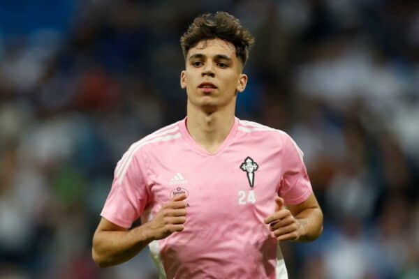 2PP7CPC Madrid, Spain. 22nd Apr, 2023. Gabri Veiga of RC Celta de Vigo during the La Liga match between Real Madrid and RC Celta played at Santiago Bernabeu Stadium on April 22, 2023 in Madrid, Spain. (Photo by Cesar Cebolla/PRESSIN) Credit: PRESSINPHOTO SPORTS AGENCY/Alamy Live News