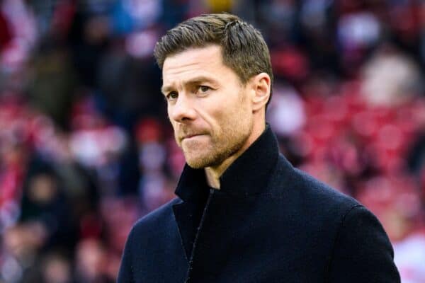 2TCJJBK Stuttgart, Germany. 10th Dec, 2023. Soccer: Bundesliga, VfB Stuttgart - Bayer Leverkusen, Matchday 14, MHPArena. Leverkusen coach Xabi Alonso stands in the stadium before the game. Credit: Tom Weller/dpa - IMPORTANT NOTE: In accordance with the regulations of the DFL German Football League and the DFB German Football Association, it is prohibited to utilize or have utilized photographs taken in the stadium and/or of the match in the form of sequential images and/or video-like photo series./dpa/Alamy Live News