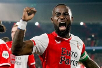 Rotterdam, Netherlands. 11th Feb, 2024. ROTTERDAM, 11-02-2024, Stadium de Kuip, Dutch eredivisie football season 2023/2024. Match between Feyenoord and Sparta Rotterdam. Feyenoord defender Lutsharel Geertruida scores the 2-0 (Photo by Pro Shots/Sipa USA)