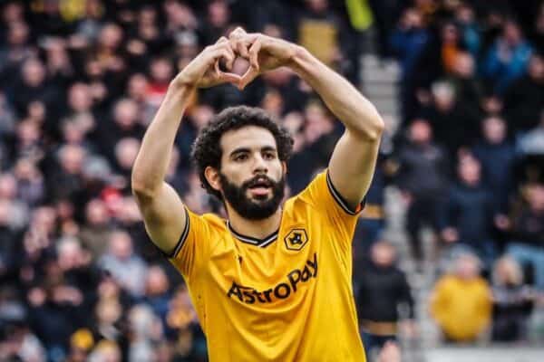 2WT9ACJ Wolverhampton, UK. 16th Mar, 2024. Wolverhampton, England, March 16th 2024: Rayan Ait-Nouri (3 Wolves) scores the equaliser during the FA Cup football match between Wolverhampton Wanderers and Coventry City at Molineux stadium in Wolverhampton, England (Natalie Mincher/SPP) Credit: SPP Sport Press Photo. /Alamy Live News