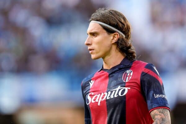 2X5WW40 Naples, Italy. 11th May, 2024. Riccardo Calafiori of Bologna FC looks on during the serie A TIM match between SSC Napoli and Bologna FC at Stadio Diego Armando Maradona on May 11, 2024 in Naples, Italy Credit: Giuseppe Maffia/Alamy Live News