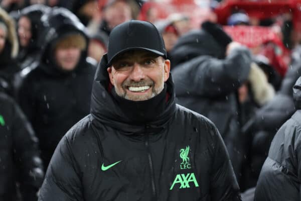 LIVERPOOL, ENGLAND - Monday, January 1, 2024: Jurgen Klopp before the FA Premier League match between Liverpool FC and Newcastle United FC at Anfield. (Photo by David Rawcliffe/Propaganda)