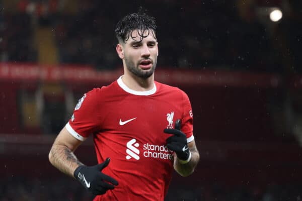 LIVERPOOL, ENGLAND - Monday, January 1, 2024: Dominik Szoboszlai during the FA Premier League match between Liverpool FC and Newcastle United FC at Anfield. (Photo by David Rawcliffe/Propaganda)