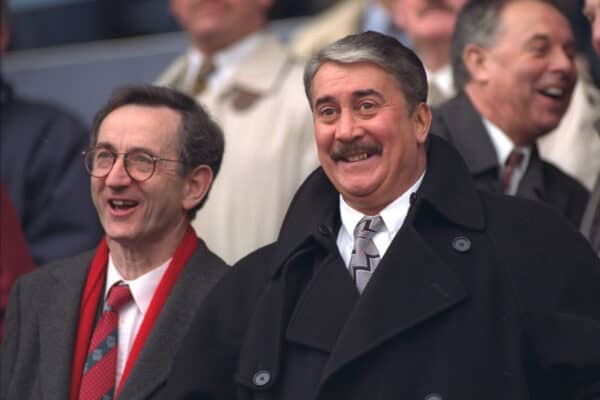 COVENTRY, ENGLAND - Saturday, April 6, 1996: Liverpool's Chairman David Moores during the Premiership match against Coventry City at Highfield Road. Coventry won 1-0. (Pic by David Rawcliffe/Propaganda)