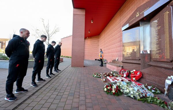 Barry Lewtas and Dominic Corness, Marc-Bridge-Wilkinson and Terrance Miles, Hillsborough Memorial, April 15, 2023