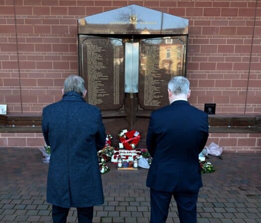 Sir Kenny Dalglish and Andy Hughes, Hillsborough Memorial, April 15, 2023