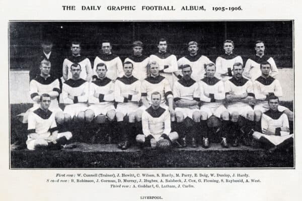 BH54WY Liverpool 1905, team photo of the Football League Champions at the start of the following season. Image shot 1905. Exact date unknown. Liverpool FC squad photo season 1905/06 - 1900s