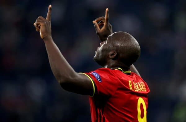 SAINT PETERSBURG, RUSSIA - JUNE 12: Romelu Lukaku of Belgium celebrates after scoring their side's first goal during the UEFA Euro 2020 Championship Group B match between Belgium and Russia on June 12, 2021 in Saint Petersburg, Russia. (Photo by Gonzalo Arroyo - UEFA/UEFA via Getty Images)