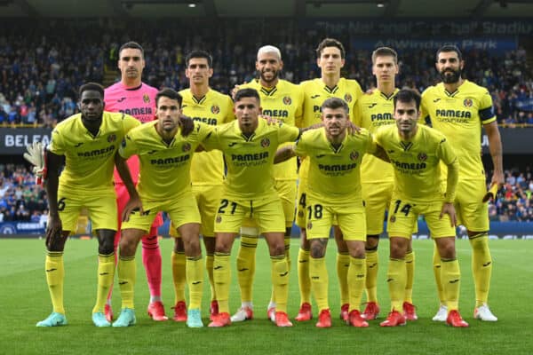 BELFAST, NORTHERN IRELAND - AUGUST 11: The Villarreal team pose for a photo prior to the UEFA Super Cup 2021 match between Chelsea FC and Villarreal CF at the National Football Stadium at Windsor Park on August 11, 2021 in Belfast, Northern Ireland. (Photo by Lukas Schulze - © UEFA)