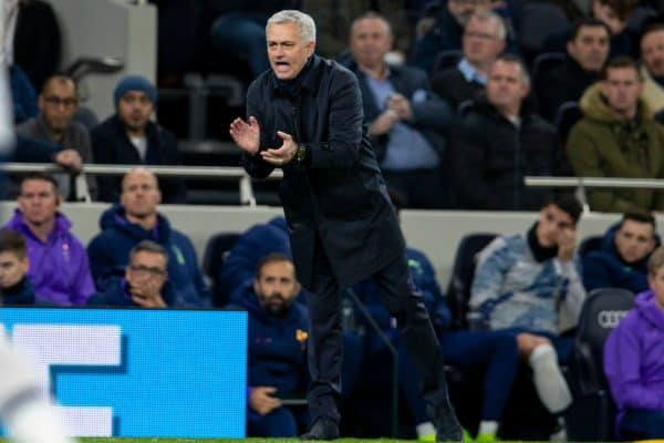 LONDON, ENGLAND - Saturday, January 11, 2020: Tottenham Hotspur's manager Jose? Mourinho during the FA Premier League match between Tottenham Hotspur FC and Liverpool FC at the Tottenham Hotspur Stadium. (Pic by David Rawcliffe/Propaganda)