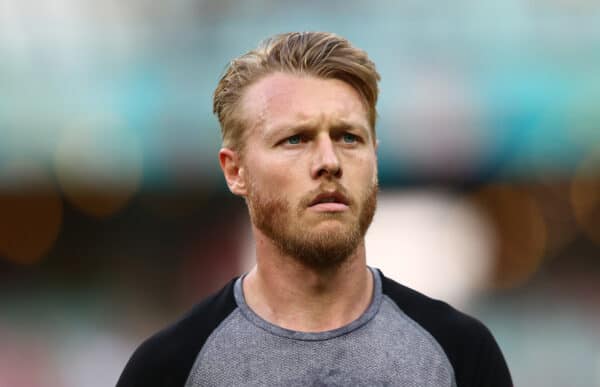 BAKU, AZERBAIJAN - JULY 03: Simon Kjaer of Denmark looks on during the warm up prior to the UEFA Euro 2020 Championship Quarter-final match between Czech Republic and Denmark at Baku Olimpiya Stadionu on July 03, 2021 in Baku, Azerbaijan. (Photo by Francois Nel - UEFA)