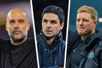 Arteta, Guardiola, Howe collage