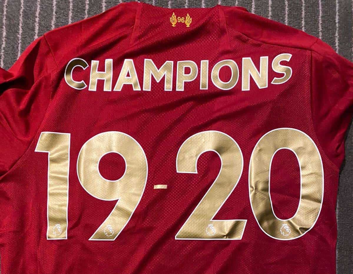 liverpool premier league champions jersey